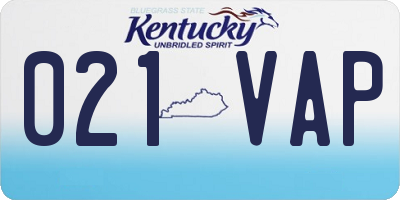 KY license plate 021VAP