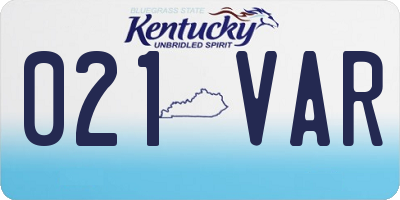 KY license plate 021VAR