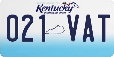KY license plate 021VAT