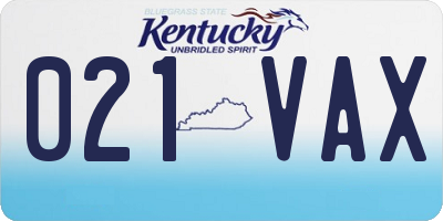 KY license plate 021VAX