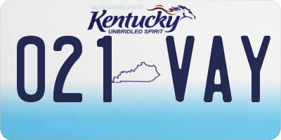 KY license plate 021VAY
