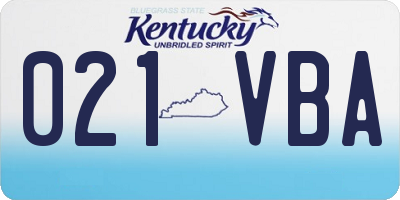 KY license plate 021VBA