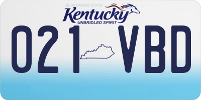 KY license plate 021VBD