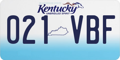 KY license plate 021VBF