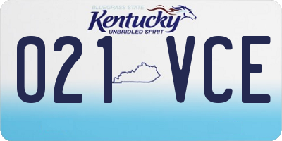 KY license plate 021VCE