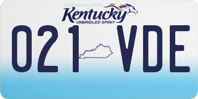 KY license plate 021VDE