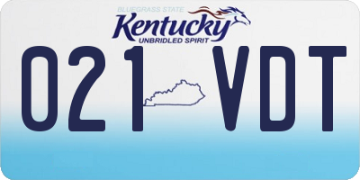 KY license plate 021VDT