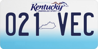 KY license plate 021VEC