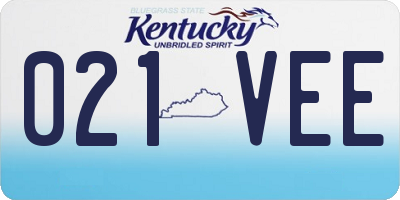 KY license plate 021VEE