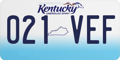 KY license plate 021VEF