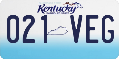 KY license plate 021VEG