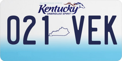 KY license plate 021VEK