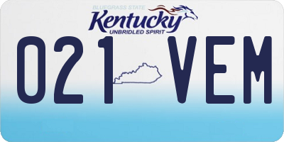 KY license plate 021VEM