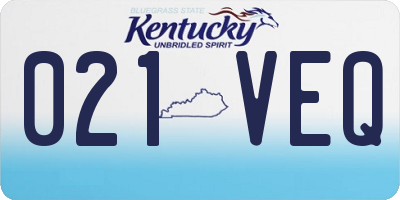 KY license plate 021VEQ