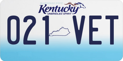 KY license plate 021VET