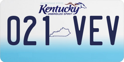 KY license plate 021VEV