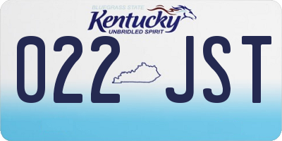 KY license plate 022JST