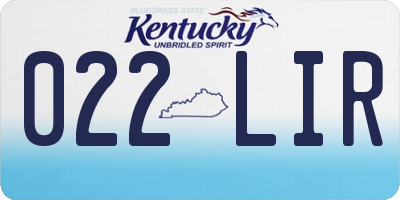 KY license plate 022LIR