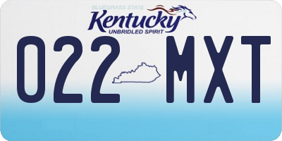 KY license plate 022MXT