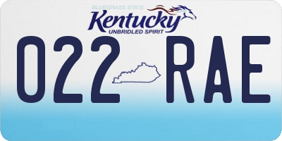 KY license plate 022RAE