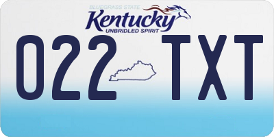 KY license plate 022TXT