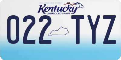KY license plate 022TYZ