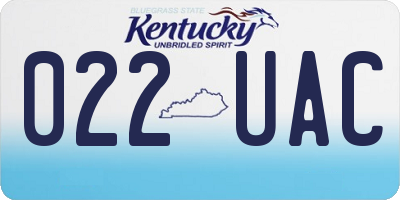 KY license plate 022UAC