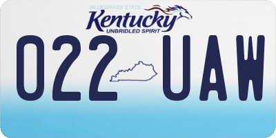 KY license plate 022UAW