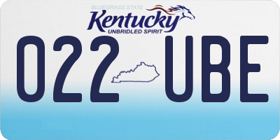 KY license plate 022UBE