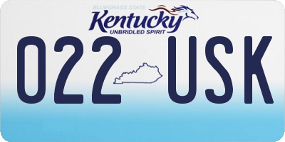 KY license plate 022USK
