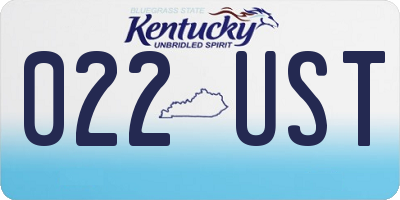 KY license plate 022UST