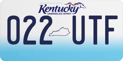 KY license plate 022UTF