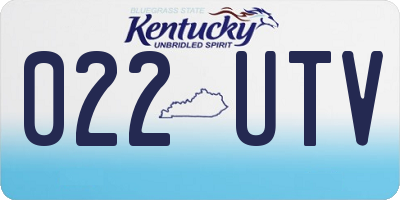 KY license plate 022UTV