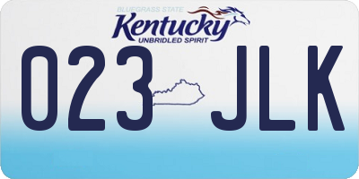 KY license plate 023JLK