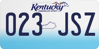KY license plate 023JSZ