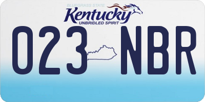 KY license plate 023NBR