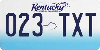 KY license plate 023TXT