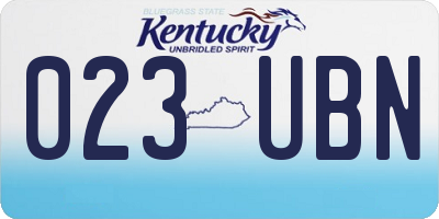 KY license plate 023UBN