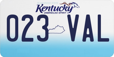 KY license plate 023VAL