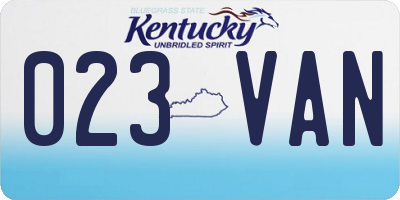 KY license plate 023VAN