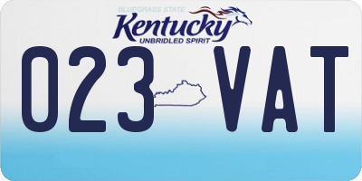 KY license plate 023VAT
