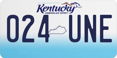 KY license plate 024UNE