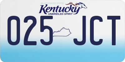 KY license plate 025JCT