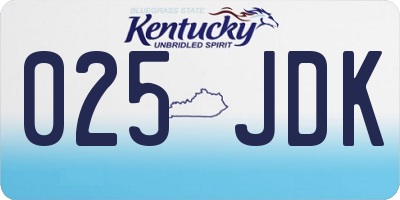 KY license plate 025JDK