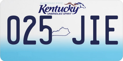 KY license plate 025JIE