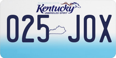 KY license plate 025JOX