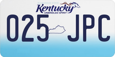 KY license plate 025JPC
