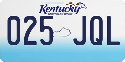 KY license plate 025JQL