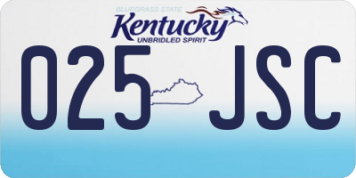 KY license plate 025JSC