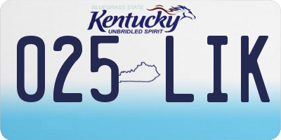 KY license plate 025LIK